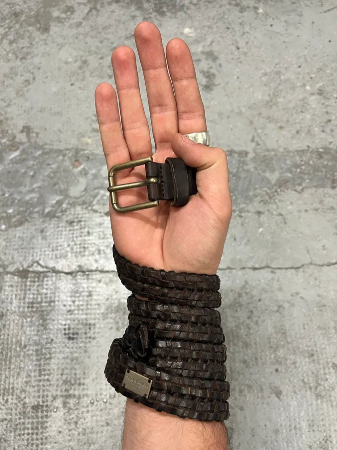 2000s Dolce & Gabbana Brown Woven Leather Belt ZrYDSkw 0