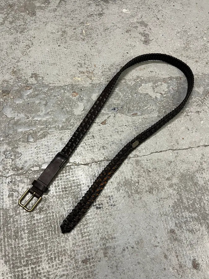 2000s Dolce & Gabbana Brown Woven Leather Belt ZrYDSkw 3