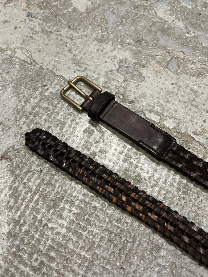 2000s Dolce & Gabbana Brown Woven Leather Belt ZrYDSkw 4