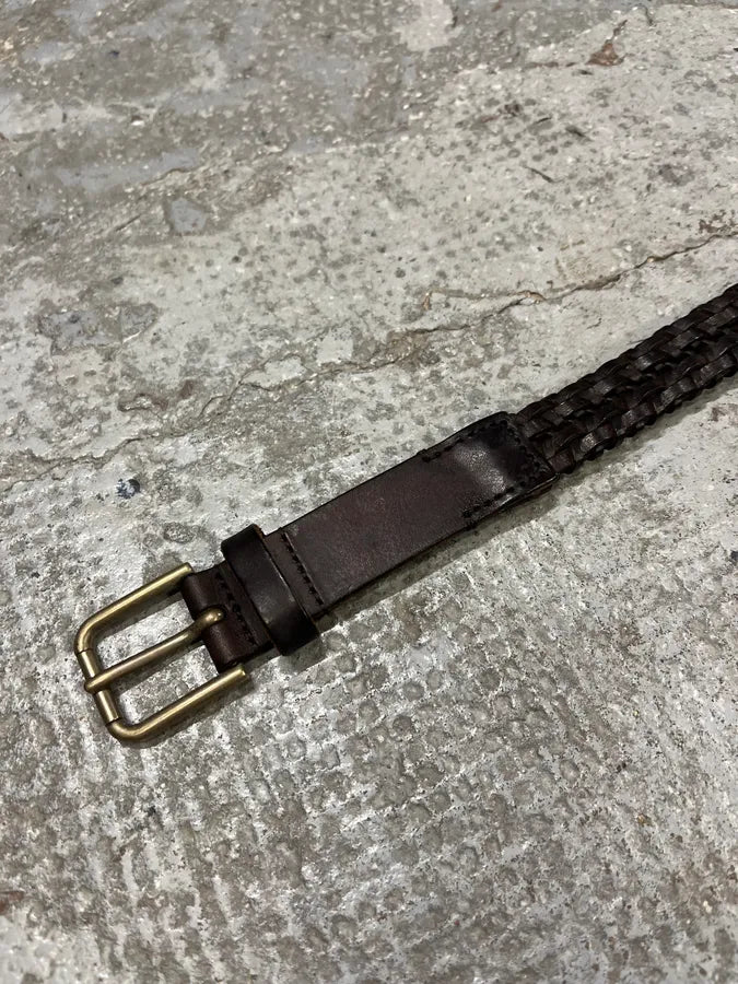 2000s Dolce & Gabbana Brown Woven Leather Belt ZrYDSkw 5