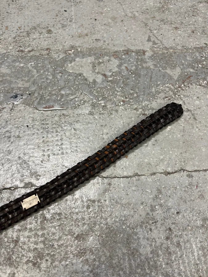 2000s Dolce & Gabbana Brown Woven Leather Belt ZrYDSkw 6