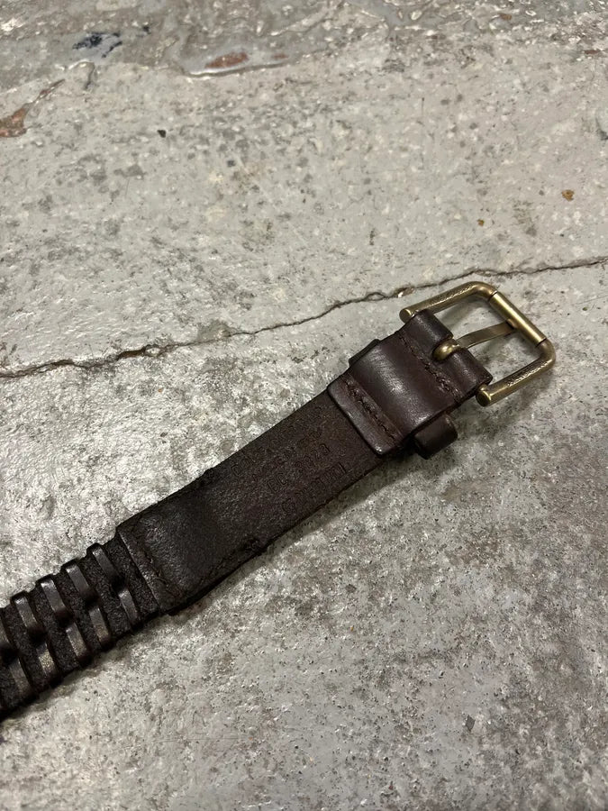 2000s Dolce & Gabbana Brown Woven Leather Belt ZrYDSkw 8