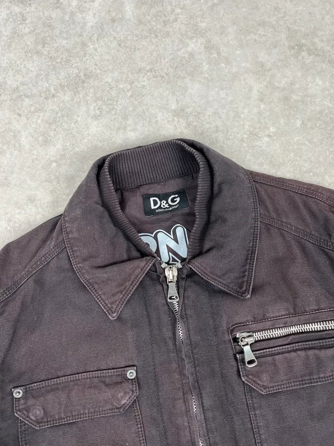 AW2003 Dolce & Gabbana Faded Brown Zip-Up Jacket mHEKURa 3