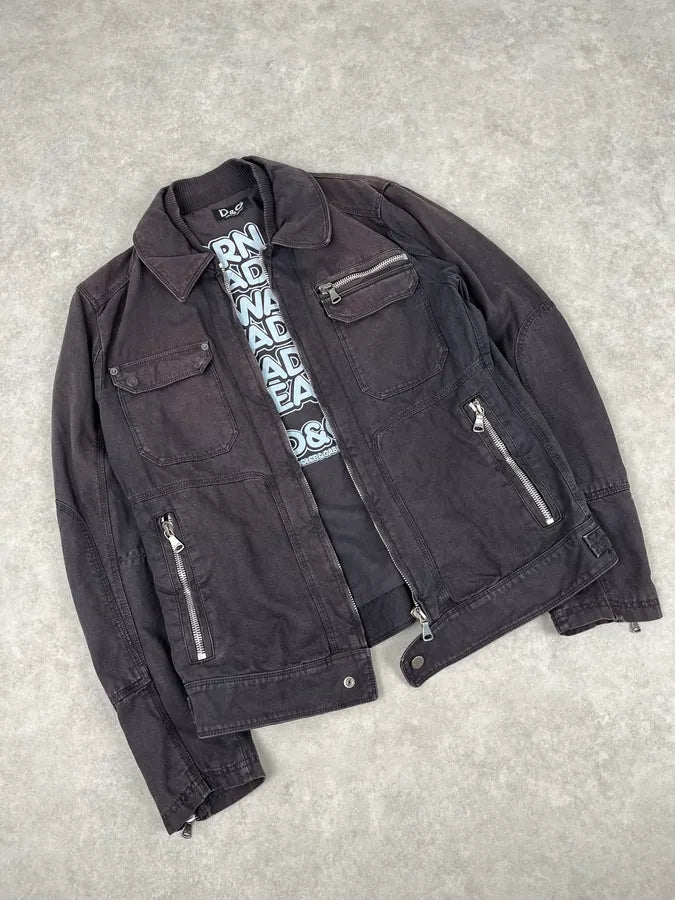 AW2003 Dolce & Gabbana Faded Brown Zip-Up Jacket mHEKURa 4
