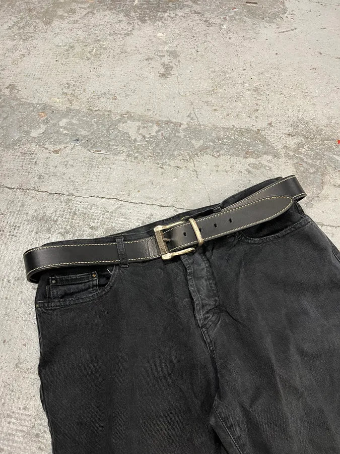 2000s Dolce & Gabbana Brut Buckle Black Leather Belt sskwukj 0