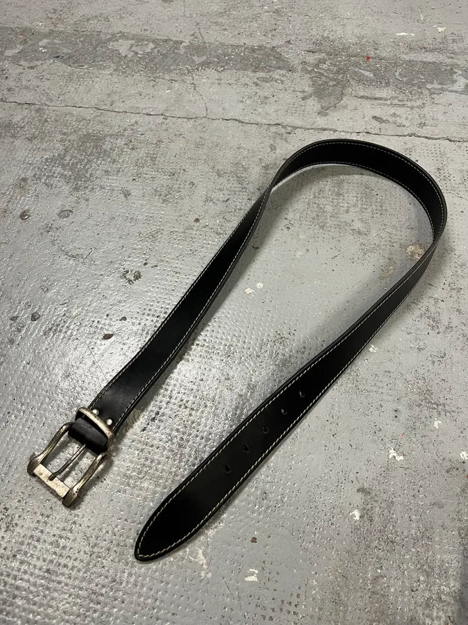 2000s Dolce & Gabbana Brut Buckle Black Leather Belt sskwukj 1