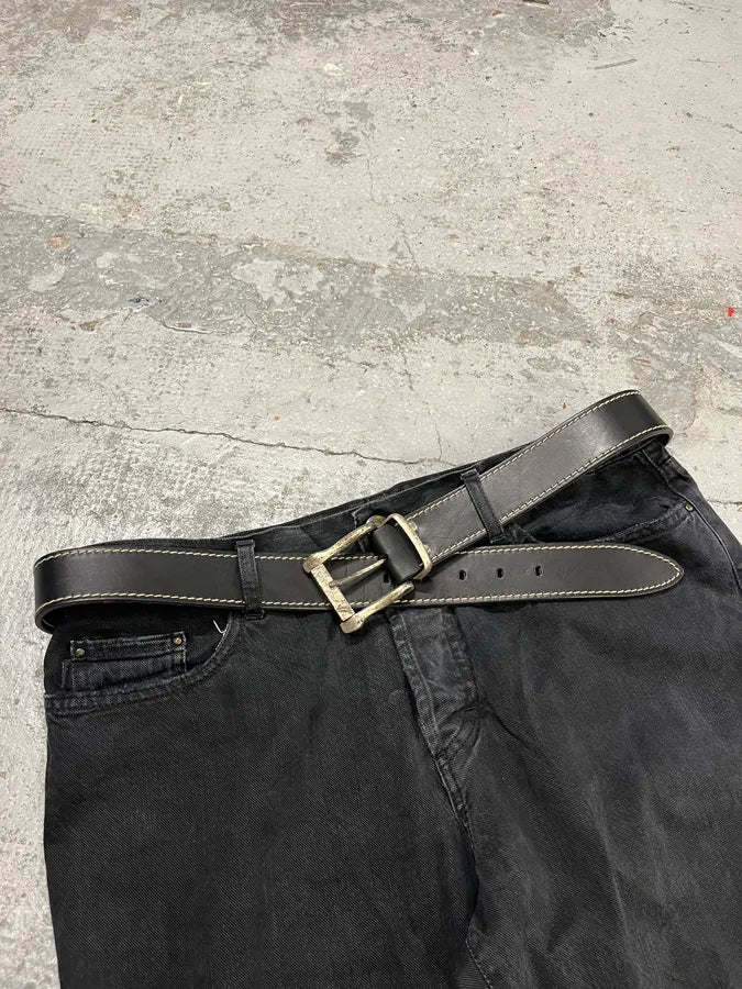 2000s Dolce & Gabbana Brut Buckle Black Leather Belt sskwukj 2