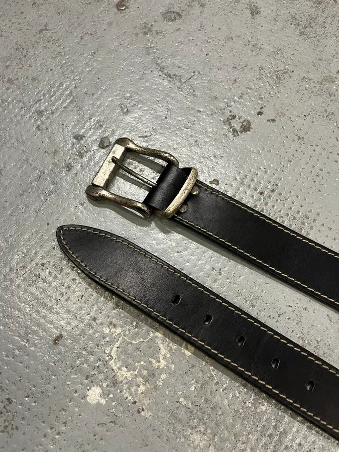 2000s Dolce & Gabbana Brut Buckle Black Leather Belt sskwukj 3