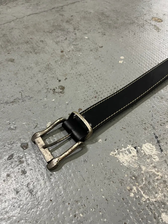 2000s Dolce & Gabbana Brut Buckle Black Leather Belt sskwukj 4