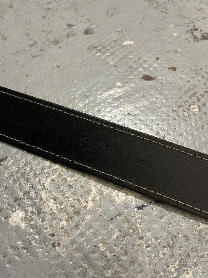 2000s Dolce & Gabbana Brut Buckle Black Leather Belt sskwukj 7