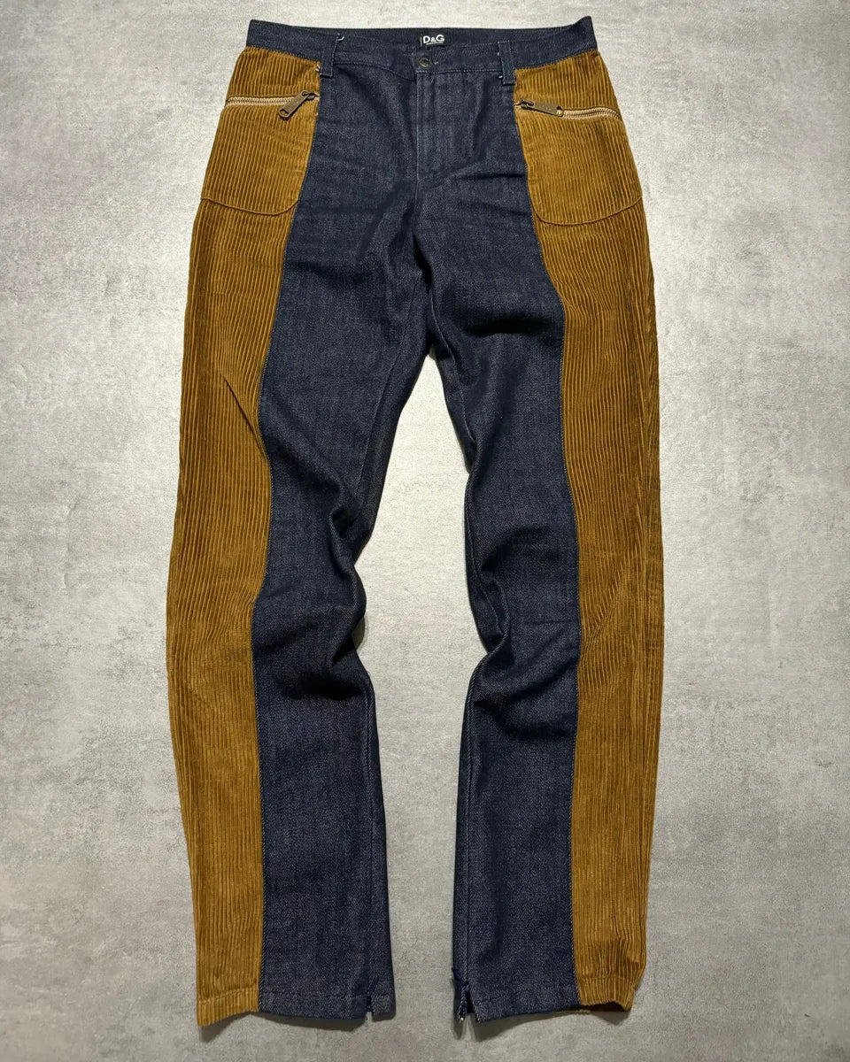 2000s Dolce & Gabbana Brut Denim Jeans & Velvet Hybride Pants (S) 0