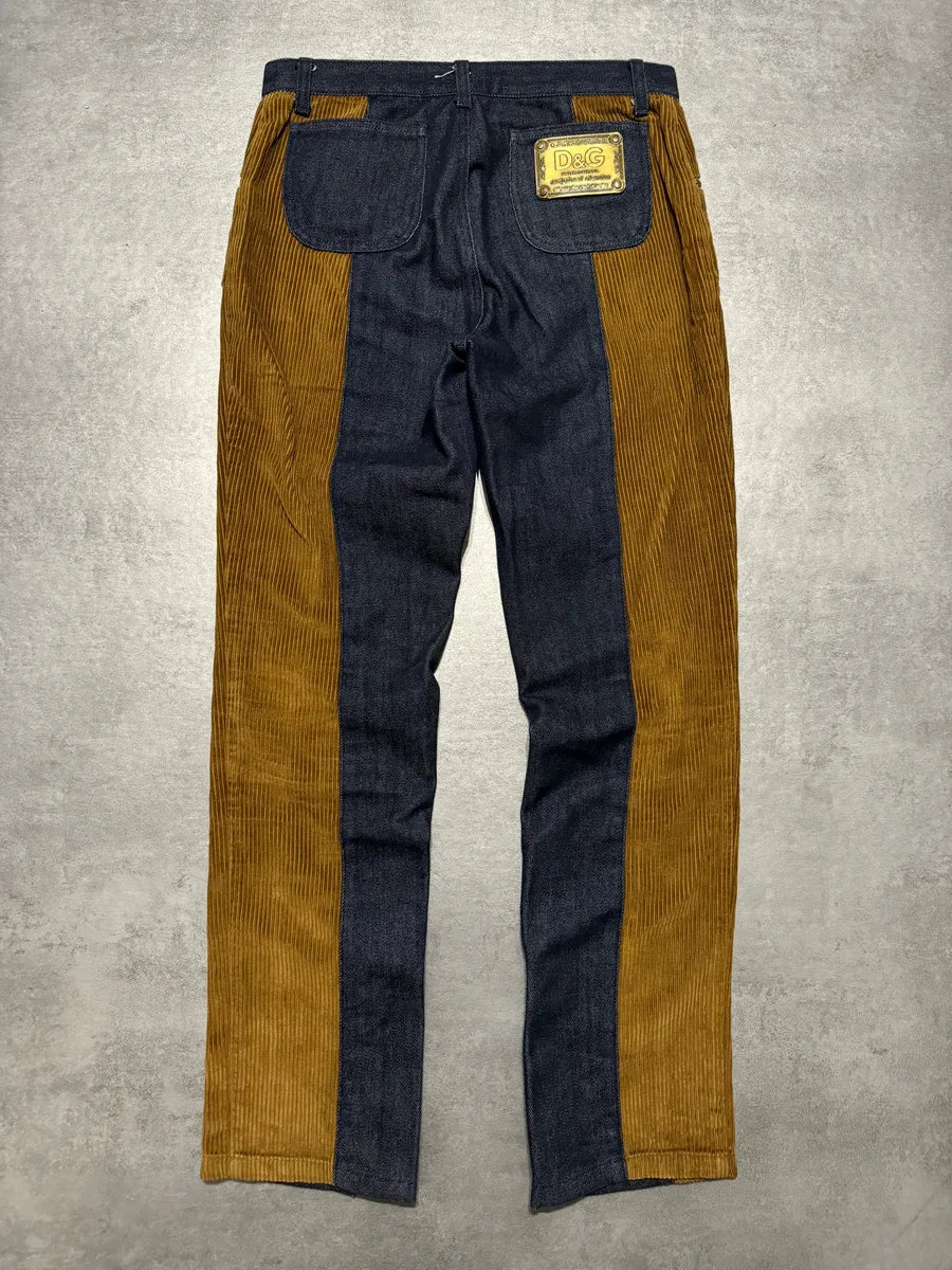 2000s Dolce & Gabbana Brut Denim Jeans & Velvet Hybride Pants (S) 1