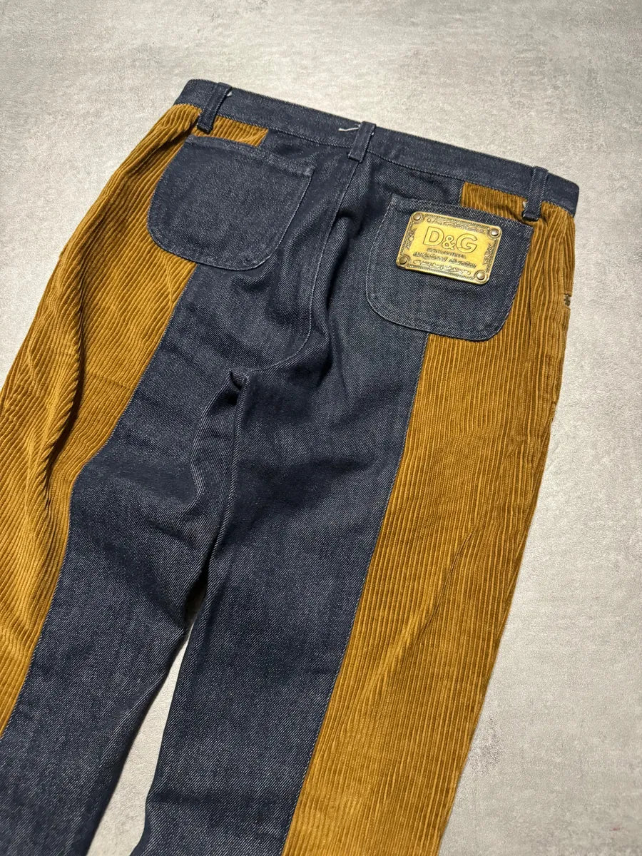 2000s Dolce & Gabbana Brut Denim Jeans & Velvet Hybride Pants (S) 2