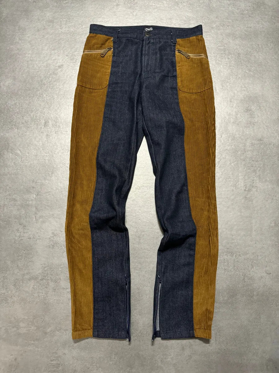 2000s Dolce & Gabbana Brut Denim Jeans & Velvet Hybride Pants (S) 3