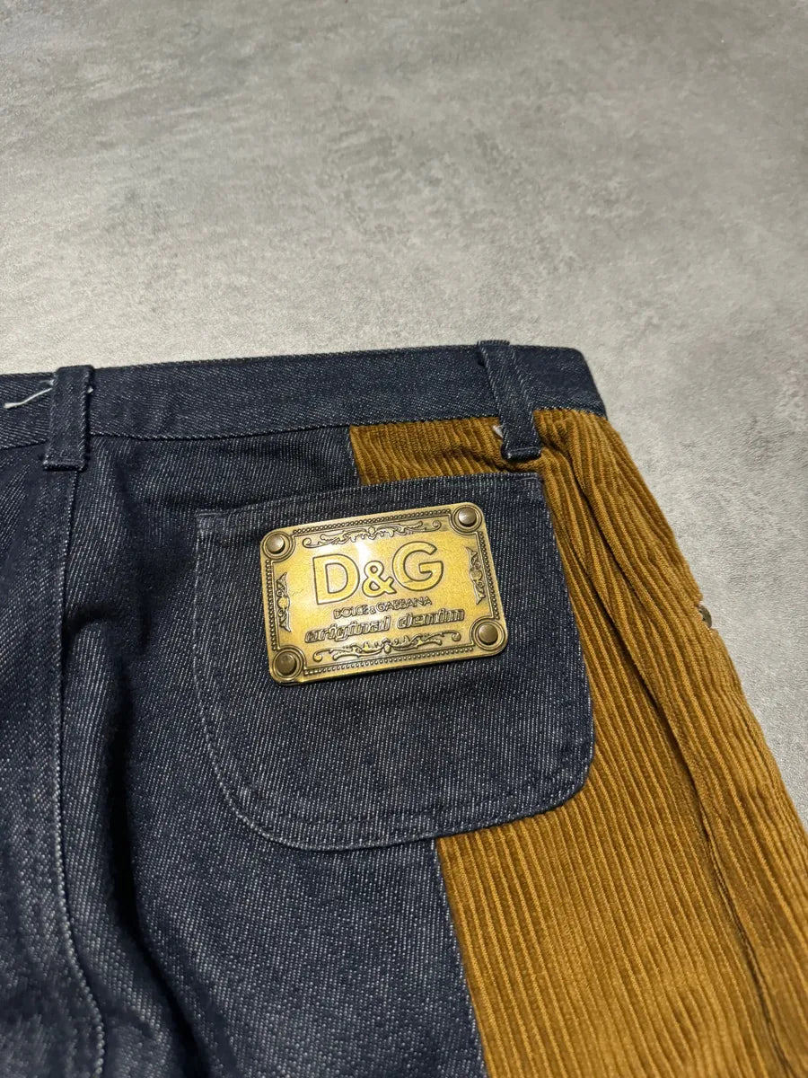2000s Dolce & Gabbana Brut Denim Jeans & Velvet Hybride Pants (S) 4