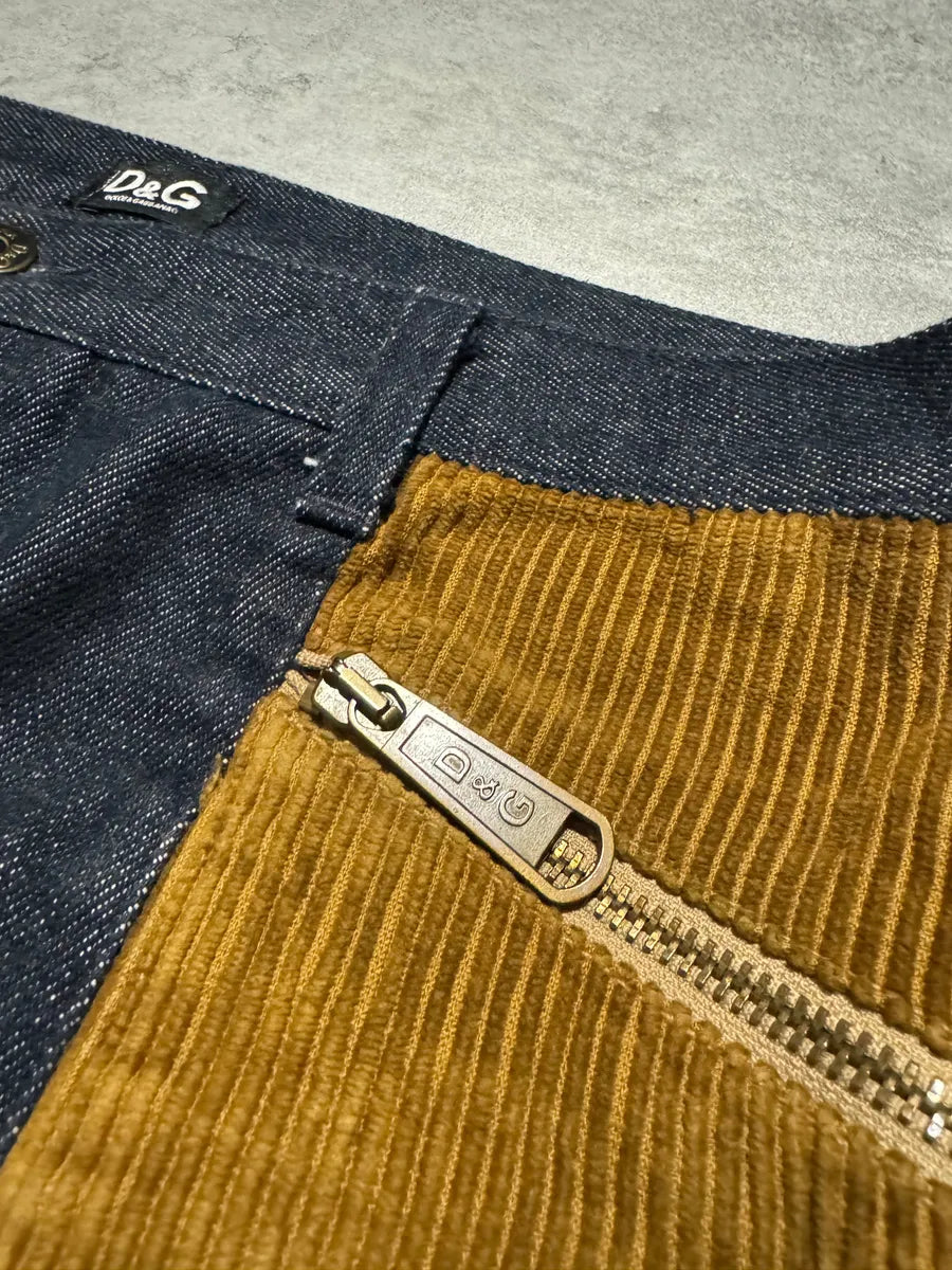 2000s Dolce & Gabbana Brut Denim Jeans & Velvet Hybride Pants (S) 7