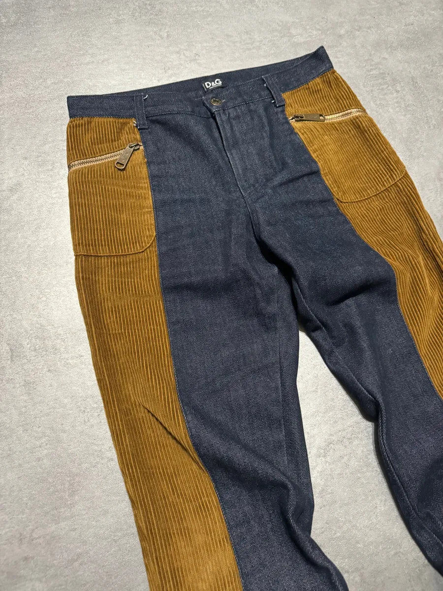 2000s Dolce & Gabbana Brut Denim Jeans & Velvet Hybride Pants (S) 8