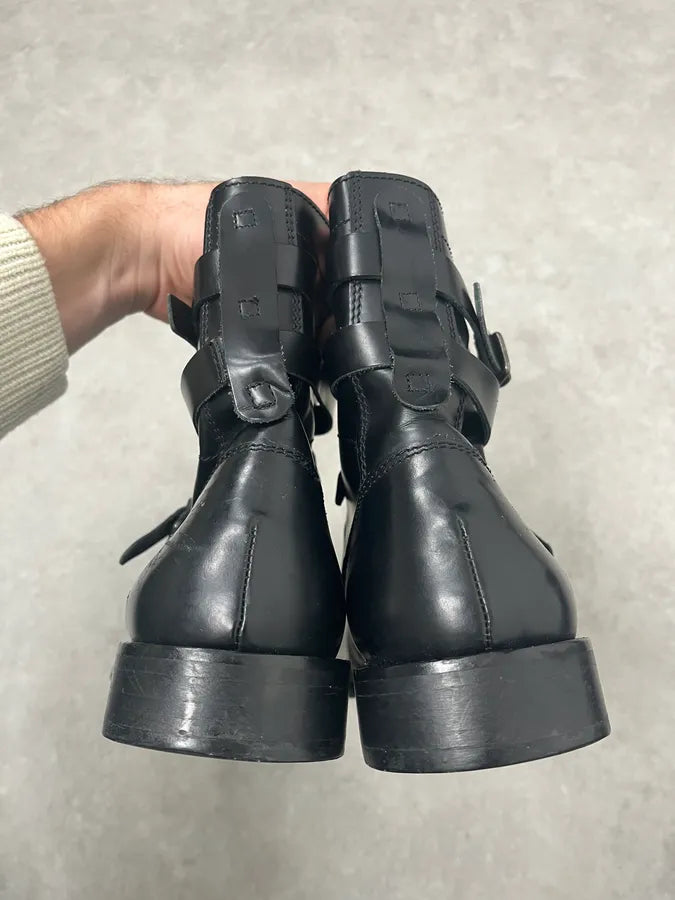 2000s Dolce & Gabbana Buckles Black Leather Boots LVhRydS 7