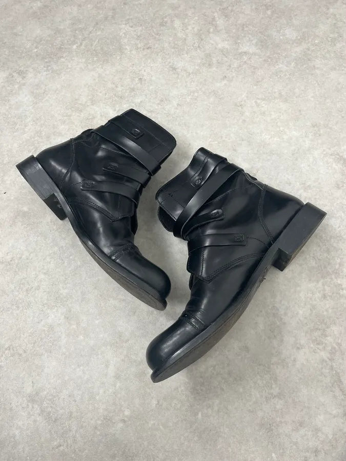 2000s Dolce & Gabbana Buckles Black Leather Boots LVhRydS 5