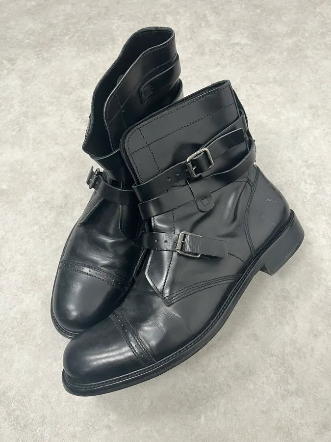 2000s Dolce & Gabbana Buckles Black Leather Boots LVhRydS 2