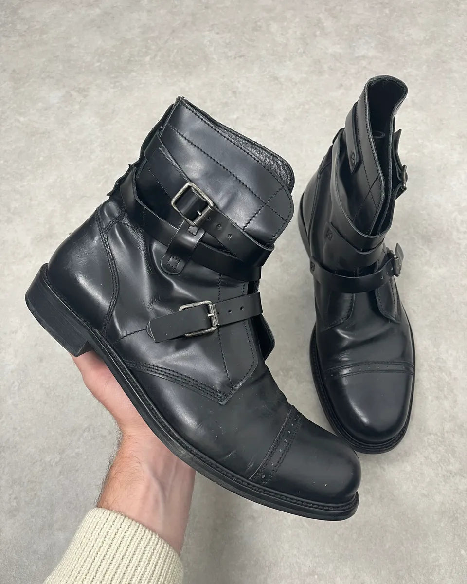 2000s Dolce & Gabbana Buckles Black Leather Boots LVhRydS 0