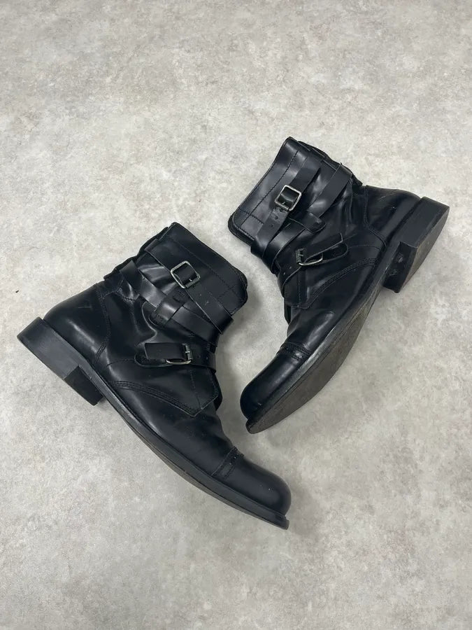 2000s Dolce & Gabbana Buckles Black Leather Boots LVhRydS 3