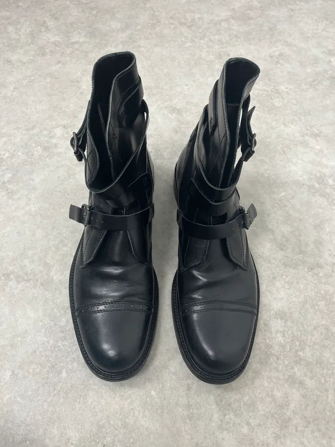 2000s Dolce & Gabbana Buckles Black Leather Boots LVhRydS 1