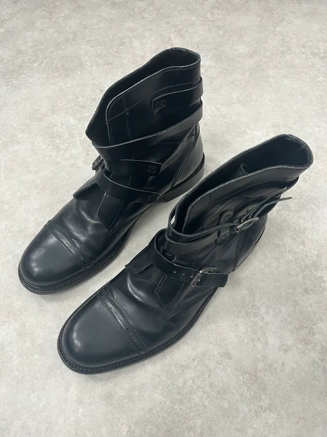2000s Dolce & Gabbana Buckles Black Leather Boots LVhRydS 4