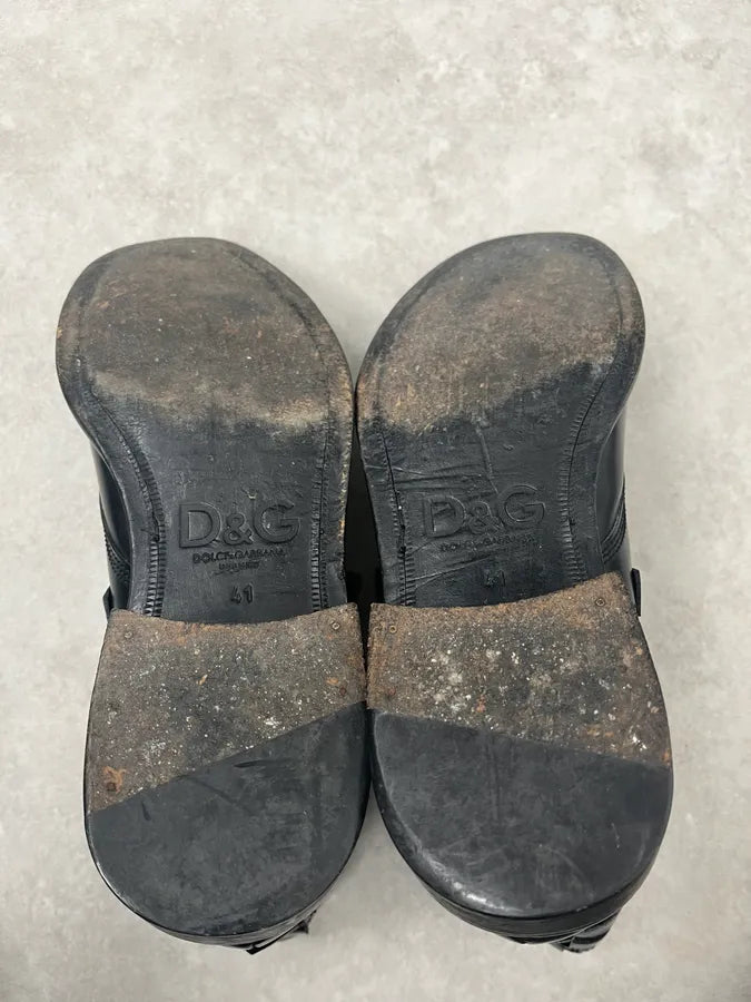 2000s Dolce & Gabbana Buckles Black Leather Boots LVhRydS 8