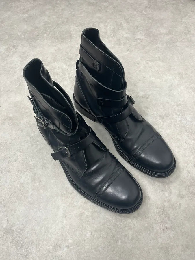 2000s Dolce & Gabbana Buckles Black Leather Boots LVhRydS 6