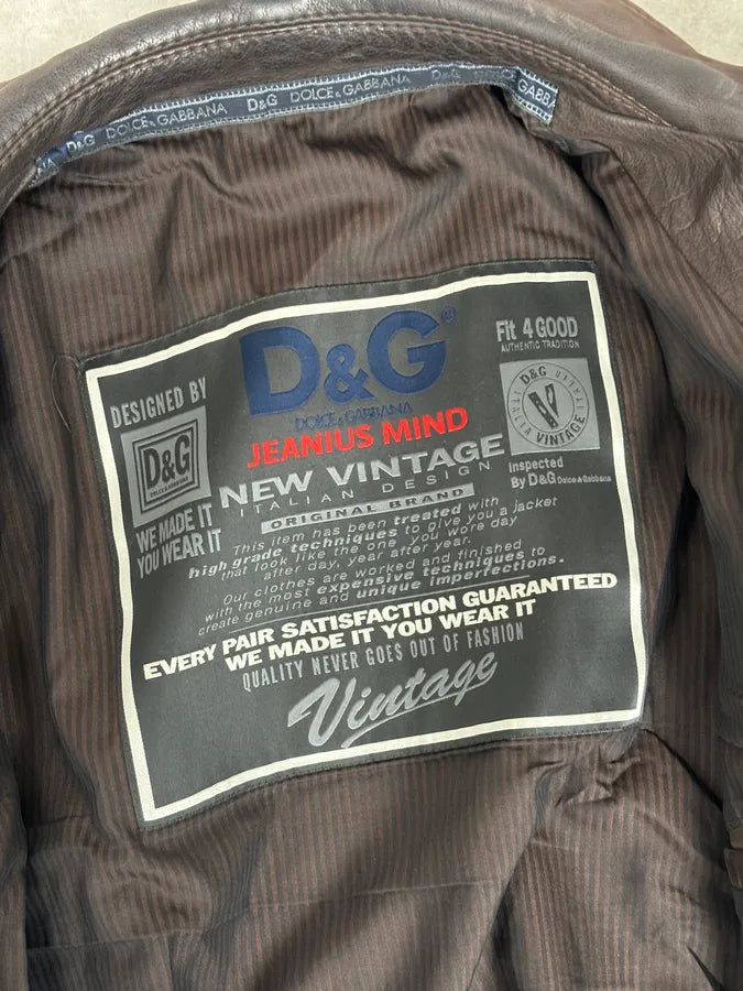 2000s Dolce & Gabbana Buffalo Brown Aviator Leather Jacket ryCEAvx 10