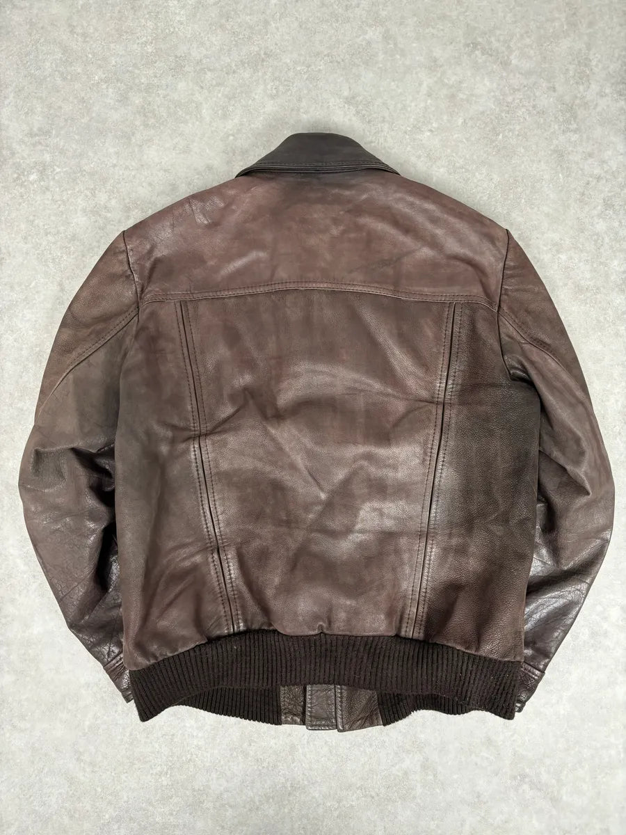 2000s Dolce & Gabbana Buffalo Brown Aviator Leather Jacket ryCEAvx 4