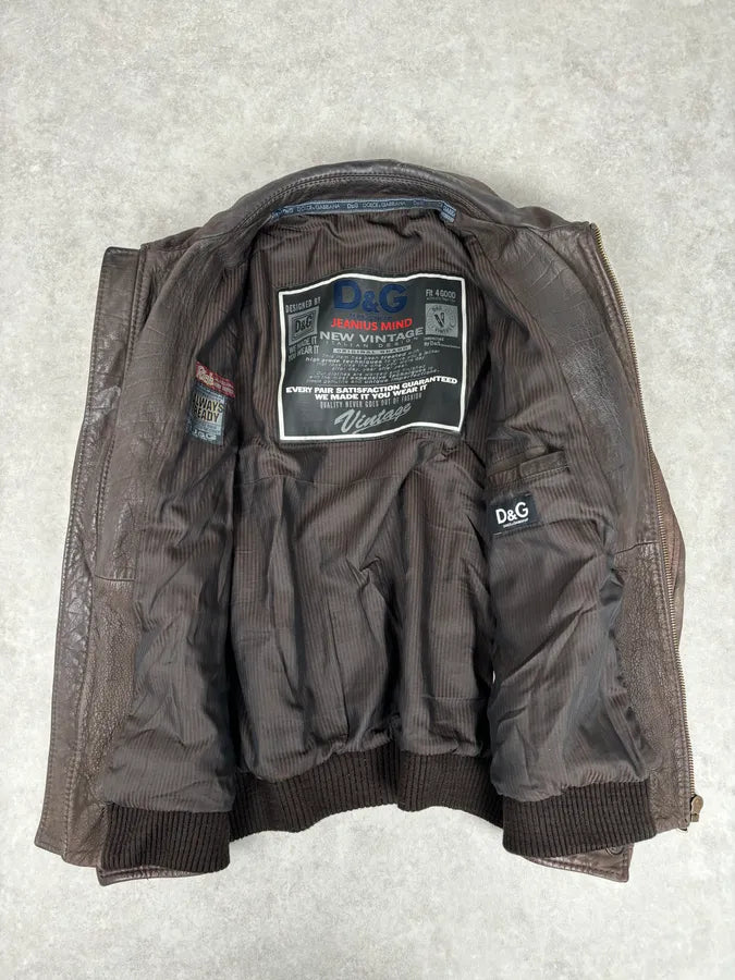 2000s Dolce & Gabbana Buffalo Brown Aviator Leather Jacket ryCEAvx 7