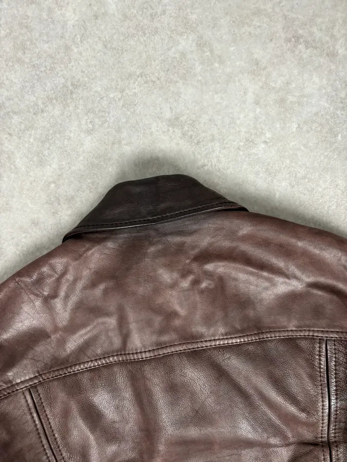 2000s Dolce & Gabbana Buffalo Brown Aviator Leather Jacket ryCEAvx 5