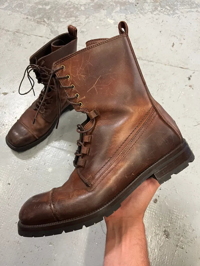 2000s Dolce & Gabbana Burgundy Ankle Leather Boots (40eu/us7) bZuaXjG 0