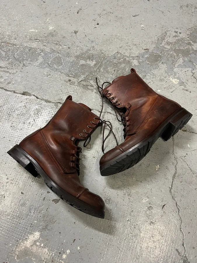 2000s Dolce & Gabbana Burgundy Ankle Leather Boots (40eu/us7) bZuaXjG 2