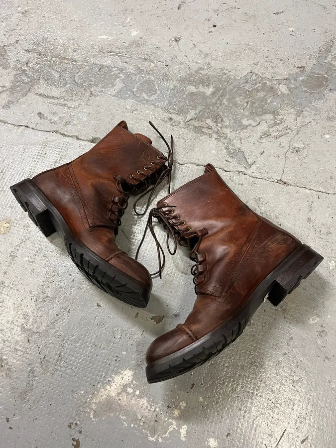 2000s Dolce & Gabbana Burgundy Ankle Leather Boots (40eu/us7) bZuaXjG 3