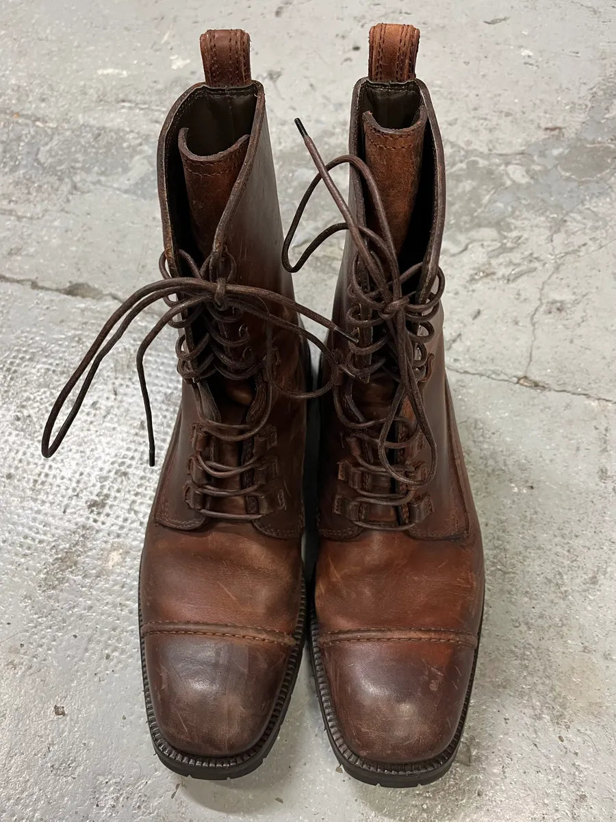 2000s Dolce & Gabbana Burgundy Ankle Leather Boots (40eu/us7) bZuaXjG 4