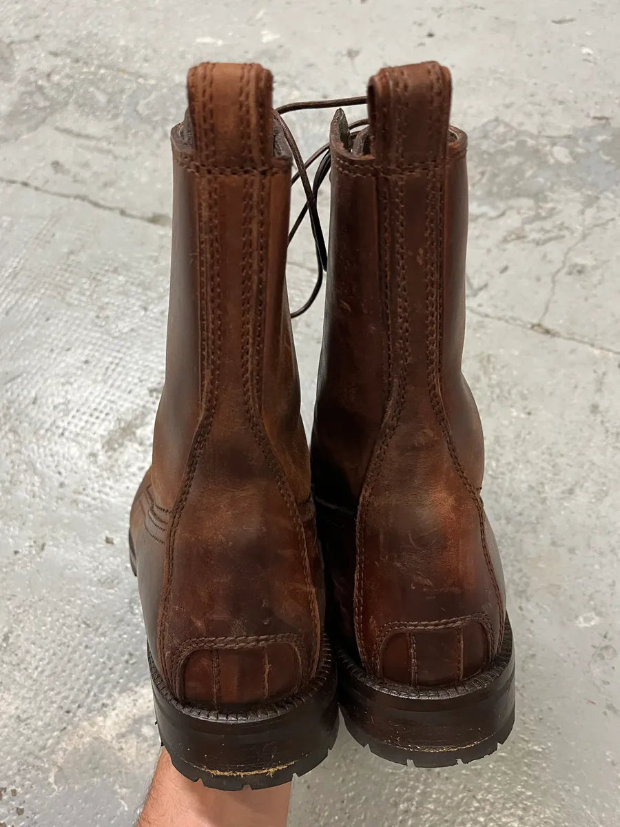 2000s Dolce & Gabbana Burgundy Ankle Leather Boots (40eu/us7) bZuaXjG 5