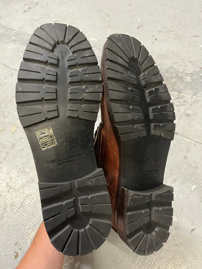 2000s Dolce & Gabbana Burgundy Ankle Leather Boots (40eu/us7) bZuaXjG 6