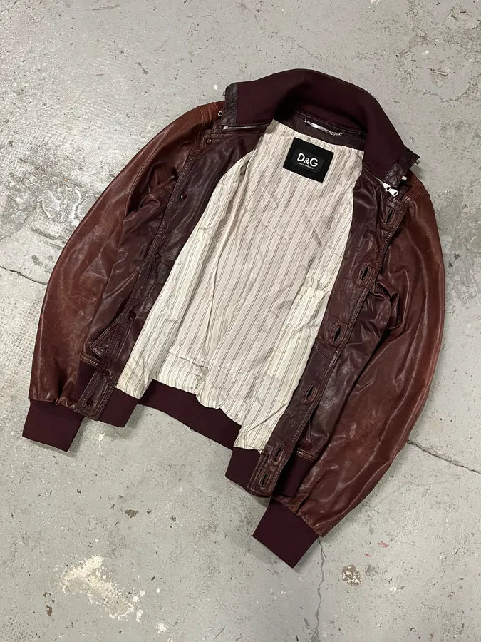 2000s Dolce & Gabbana Burgundy Button Ups Leather Rebel Jacket LPYsdSD 4