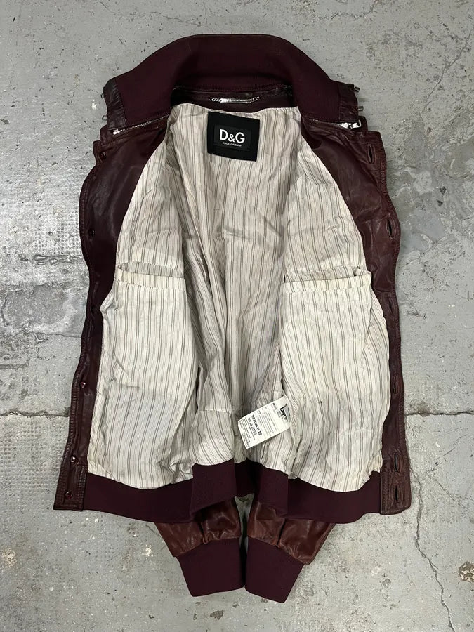 2000s Dolce & Gabbana Burgundy Button Ups Leather Rebel Jacket LPYsdSD 5
