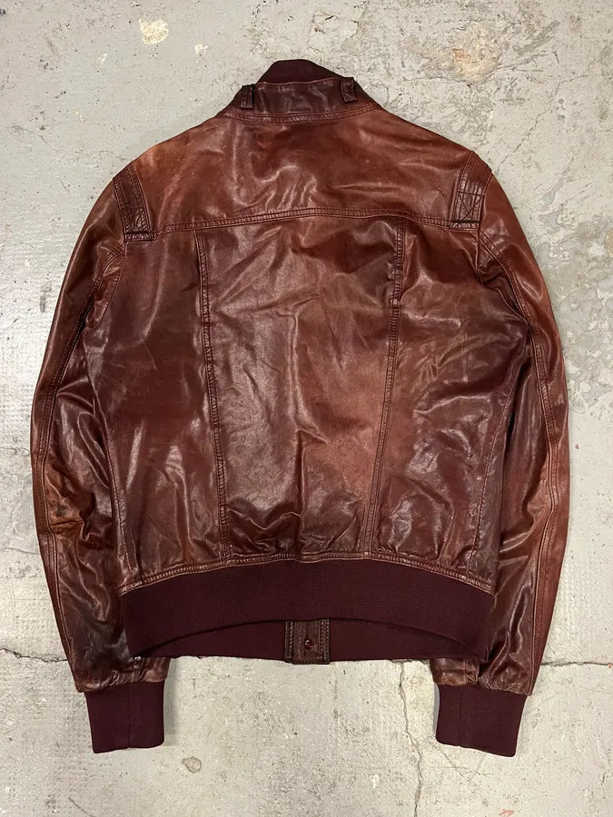 2000s Dolce & Gabbana Burgundy Button Ups Leather Rebel Jacket LPYsdSD 6