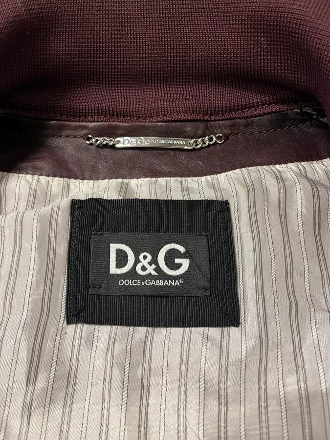 2000s Dolce & Gabbana Burgundy Button Ups Leather Rebel Jacket LPYsdSD 7