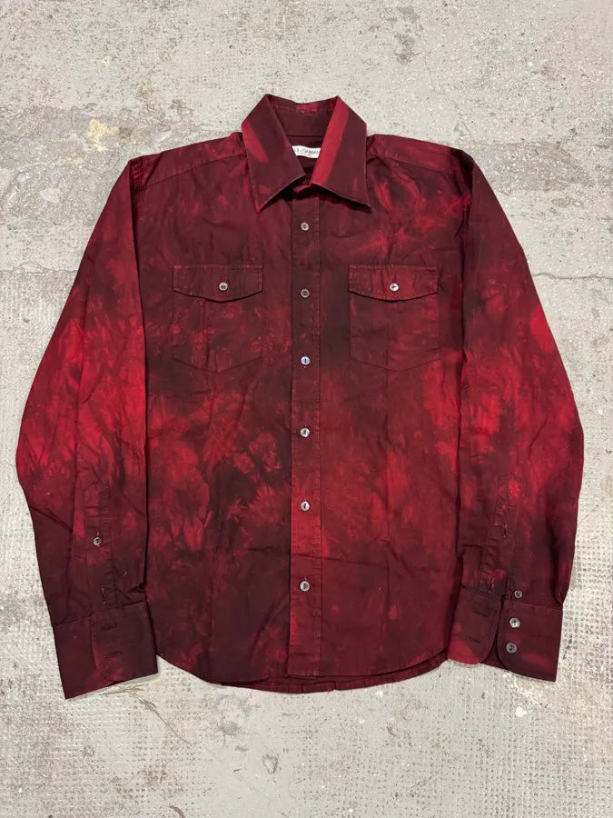 2000s Dolce & Gabbana Burgundy Fire Shirt vTceUxd 0