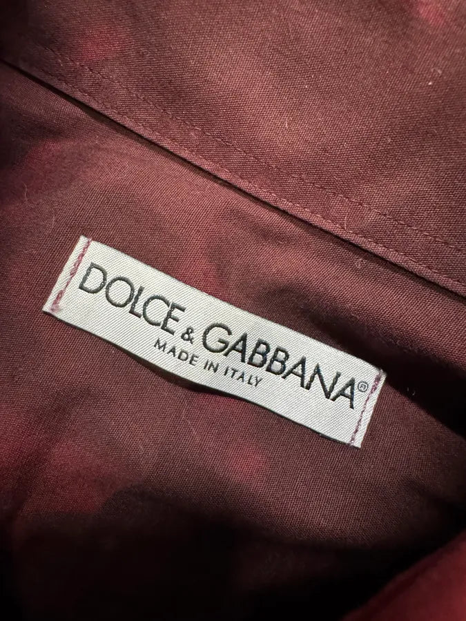 2000s Dolce & Gabbana Burgundy Fire Shirt vTceUxd 8