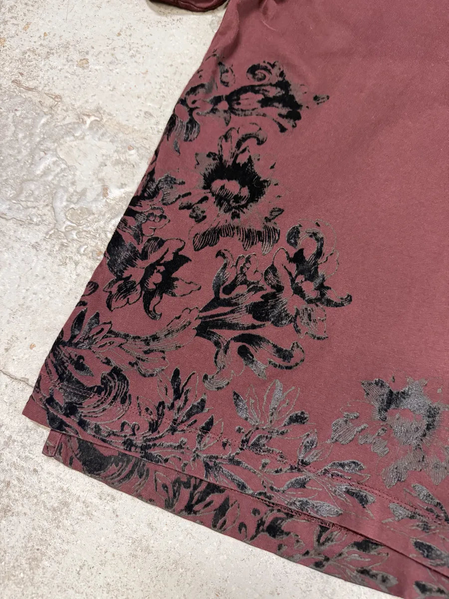 2000s Dolce & Gabbana Burgundy Velvet Ornament T-Shirt zGnUiDs 8
