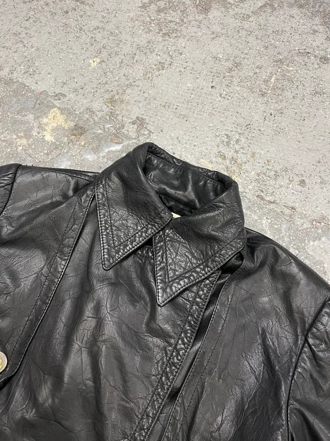 2000s Dolce & Gabbana Buttoned Black Leather Jacket TeSDGbZ 2