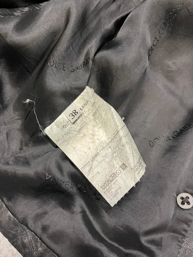 2000s Dolce & Gabbana Buttoned Black Leather Jacket TeSDGbZ 7