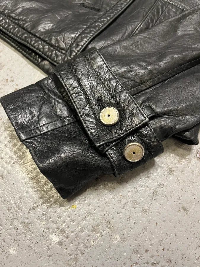 2000s Dolce & Gabbana Buttoned Black Leather Jacket TeSDGbZ 9